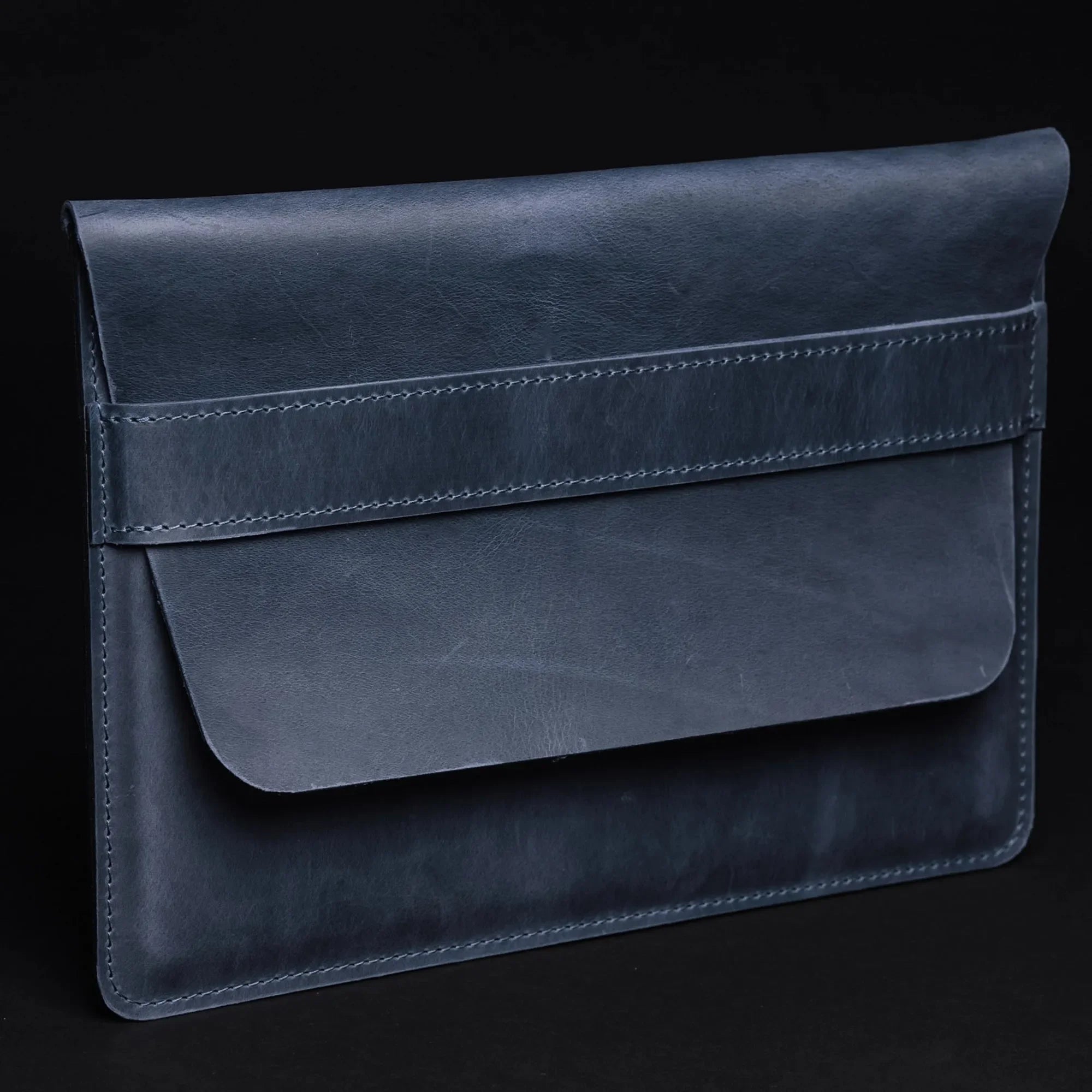 Distressed Leather Sleeve for Macbook - All sizes | Navy Blue - Wenderfarer