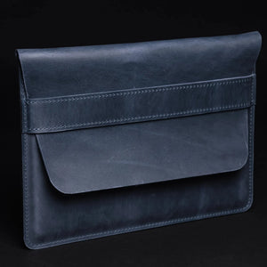 Distressed Leather Sleeve for Macbook - All sizes | Navy Blue - Wenderfarer