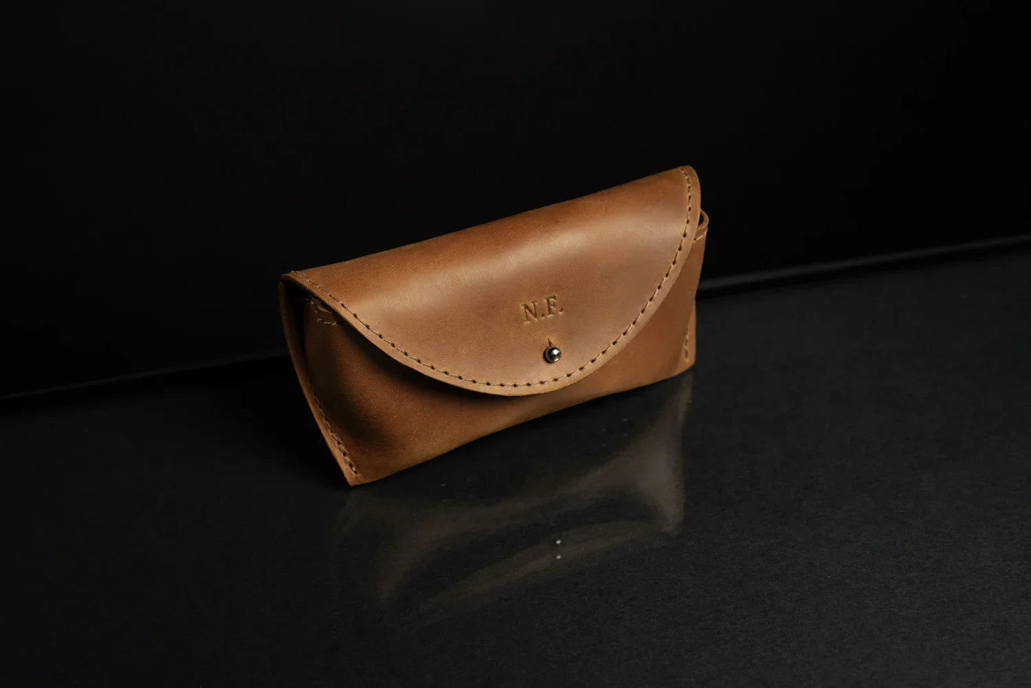 Handmade Waxed Matte Leather Case for Sunglasses