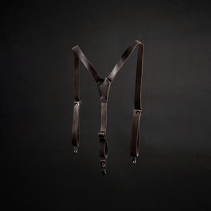 Y-Back Matte Leather Suspenders for Men – Rustic Style