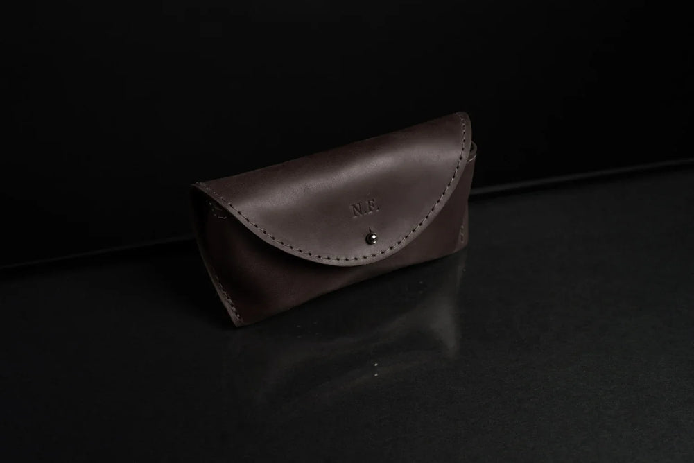 Handmade Waxed Matte Leather Case for Sunglasses
