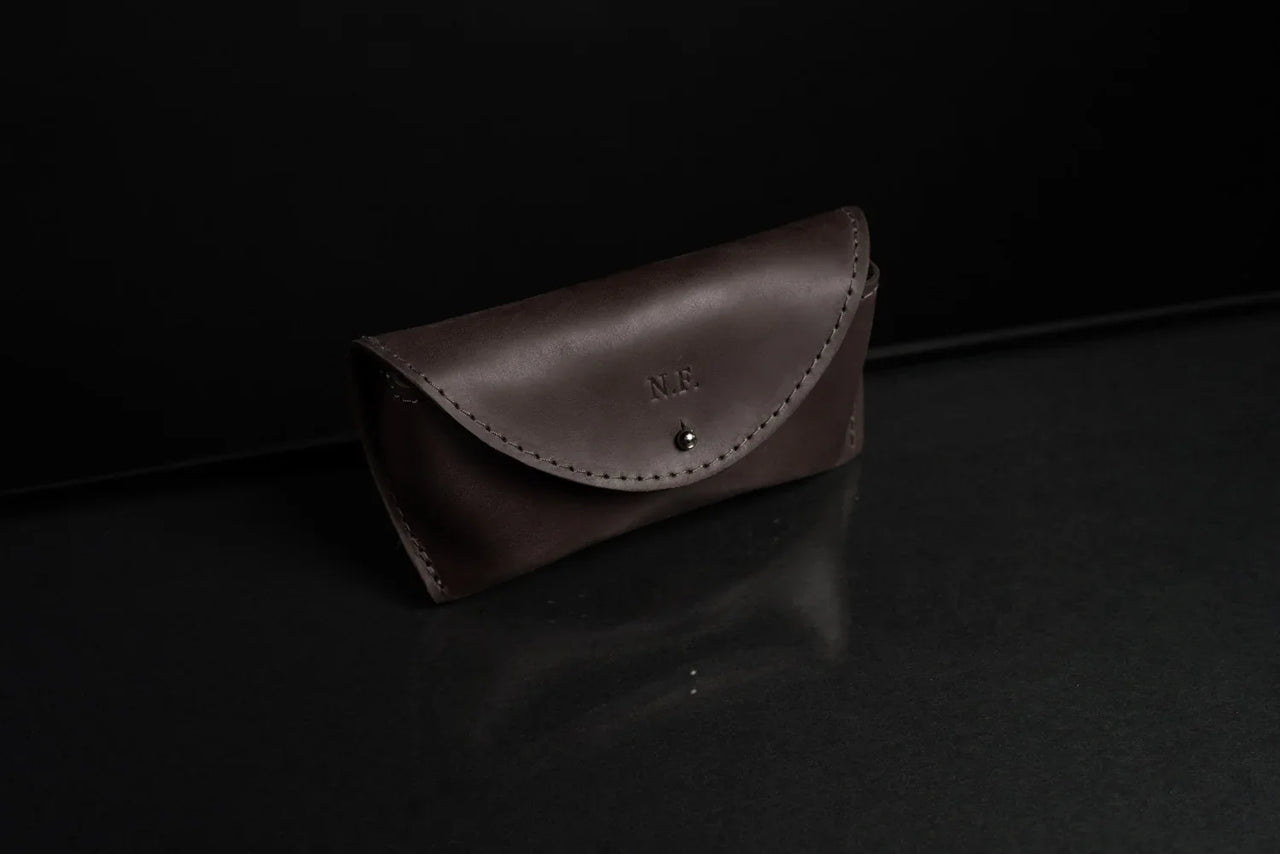 Handmade Waxed Matte Leather Case for Sunglasses