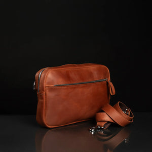 Zippered Leather Crossbody Bag for Men and Women | Orson