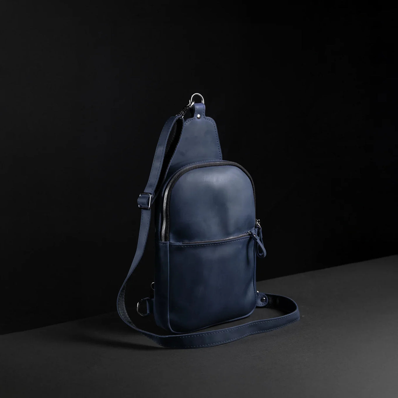 Matte Waxed Leather Sling Bag – Slim Crossbody & Semi-Backpack