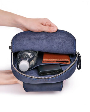 Matte Waxed Leather Sling Bag – Slim Crossbody & Semi-Backpack