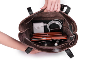 Everyday Smooth Leather Tote Bag with Pouch Inside
