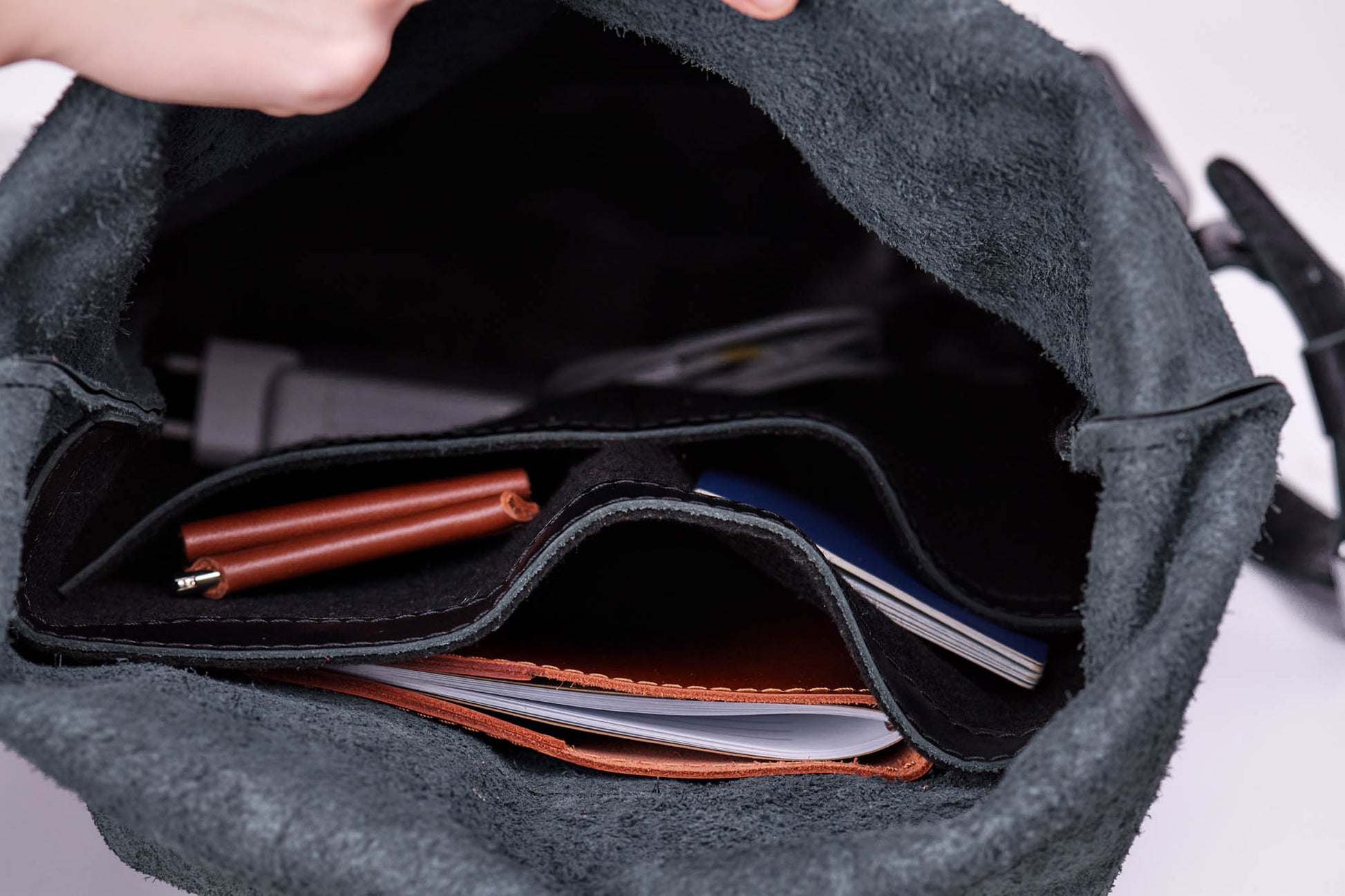 Smooth Leather Backpack with Roll Top – Durable Work & Travel Bag