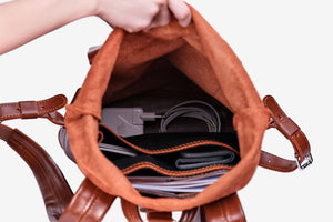 Smooth Leather Backpack with Roll Top – Durable Work & Travel Bag