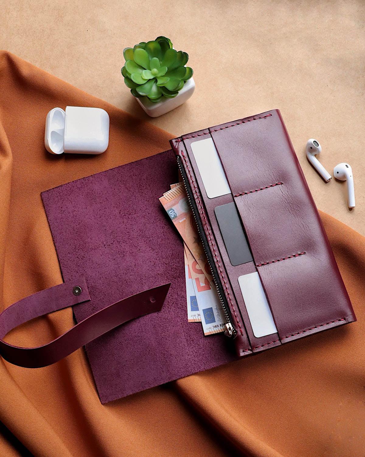 Smooth Leather Wallet for Women | Wrap Closure + Zip Pocket