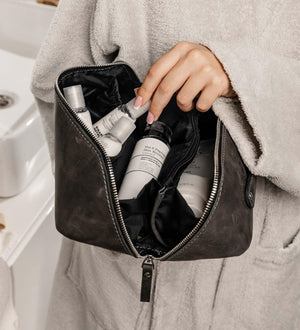 Matte Leather Cosmetic Bag – Travel Toiletry Organizer | BeautyBox