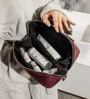 Matte Leather Cosmetic Bag – Travel Toiletry Organizer | BeautyBox