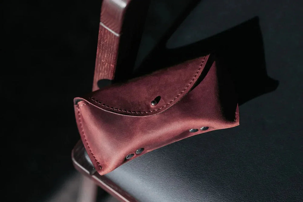 Handmade Waxed Matte Leather Case for Sunglasses