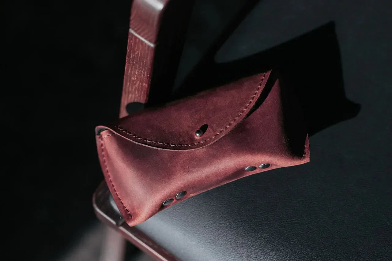 Handmade Waxed Matte Leather Case for Sunglasses