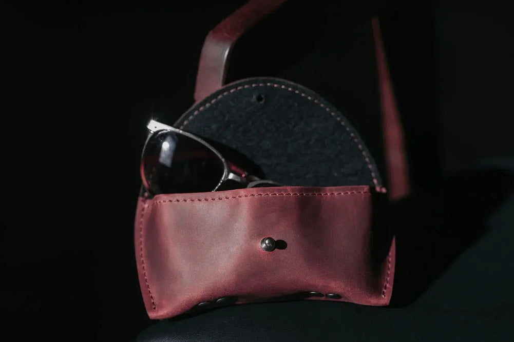 Handmade Waxed Matte Leather Case for Sunglasses