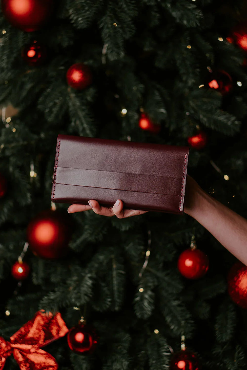 Long Smooth Leather Wallet with Handle