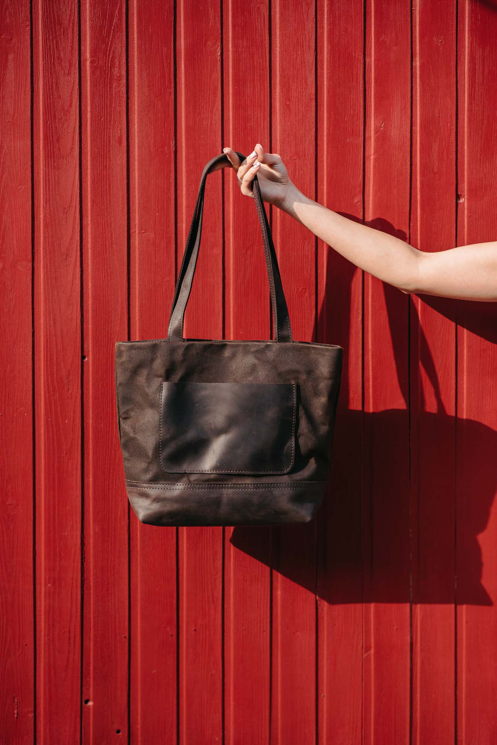 Women's Waxed Canvas Tote Bag with Leather Straps for Daily Use