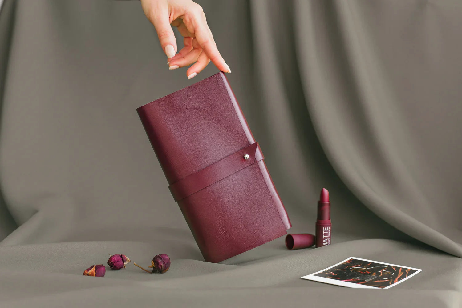 Smooth Leather Wallet for Women | Wrap Closure + Zip Pocket