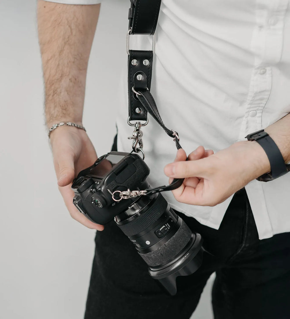 Dual Camera Harness – Matte Leather with Custom Logo Option