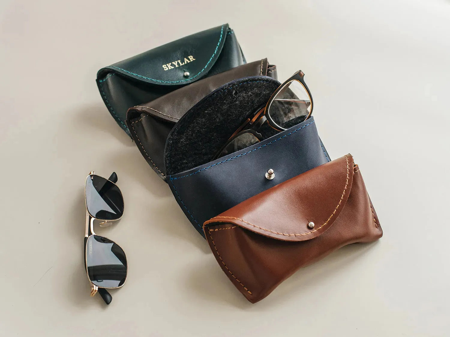 Smooth Leather Case for Sunglasses & Glasses – Handmade