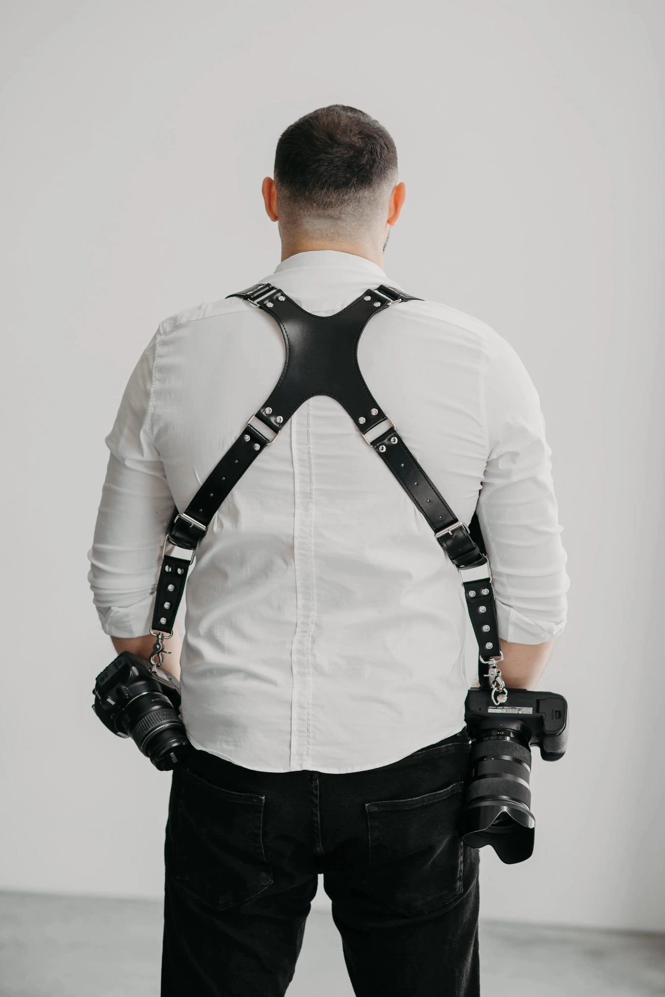 Leather Double Camera Harness | Black - Wenderfarer