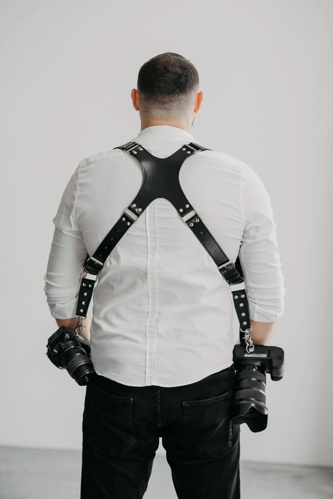 Leather Double Camera Harness | Black - Wenderfarer