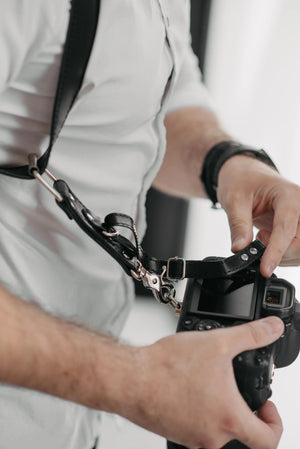 Leather Double Camera Harness | Black - Wenderfarer