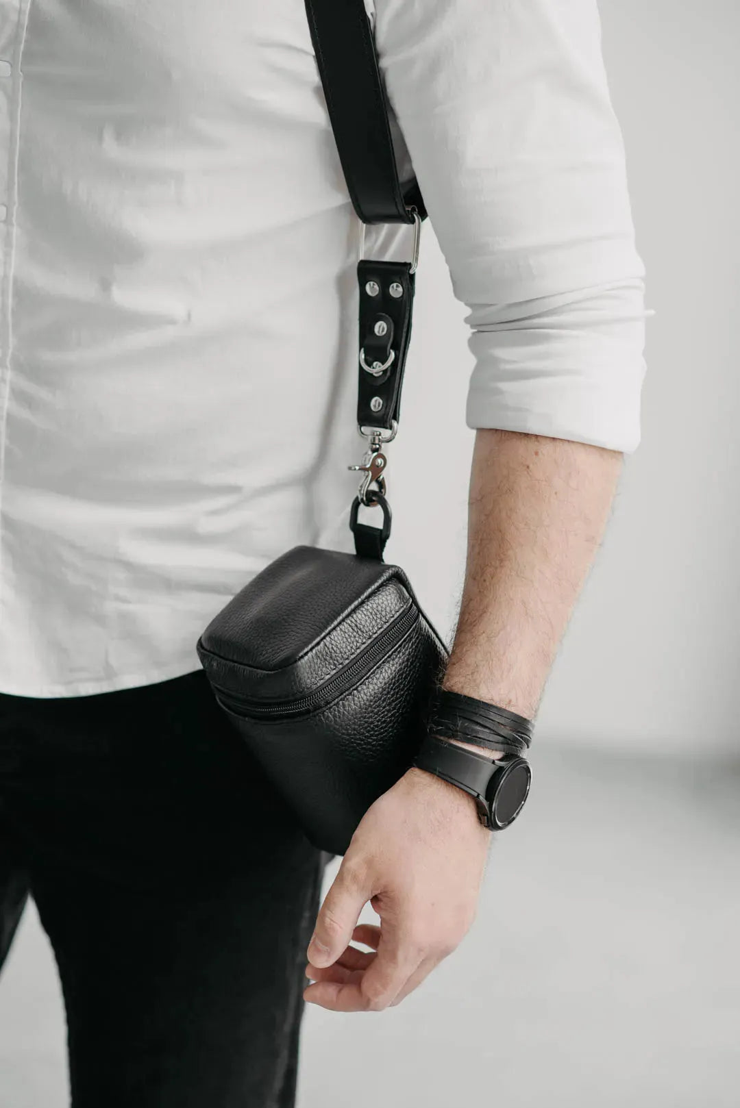 Leather Double Camera Harness - Matted | Black - Wenderfarer