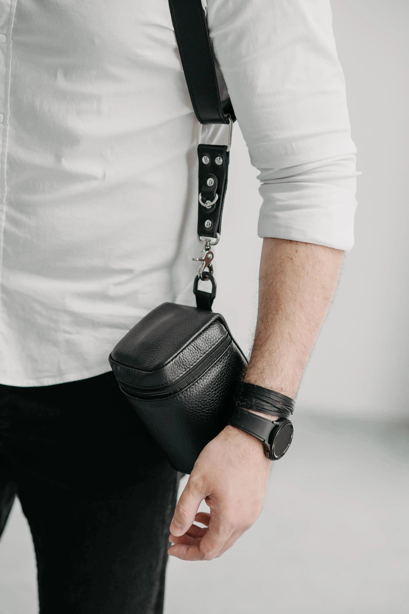 Leather Double Camera Harness | Black - Wenderfarer