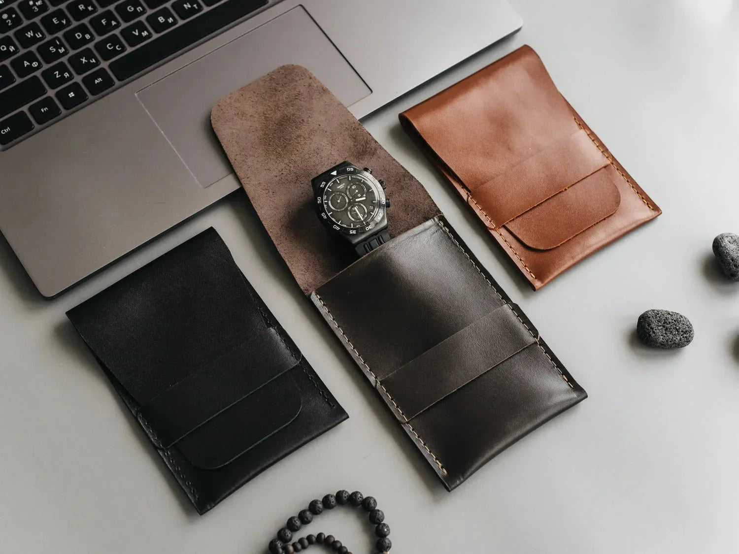 Leather Watch Travel Case – Holds 1/2/3 Watches