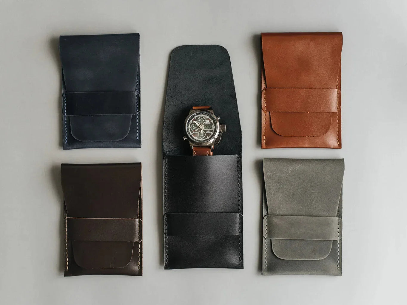 Leather Watch Travel Case – Holds 1/2/3 Watches