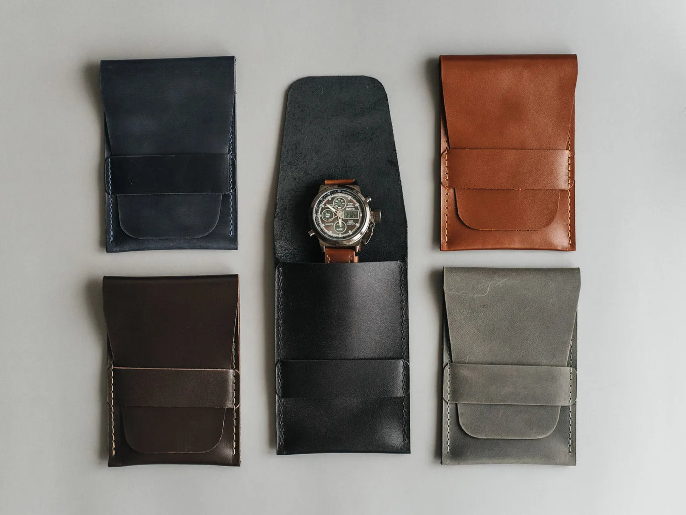 Leather Watch Travel Case – Holds 1/2/3 Watches