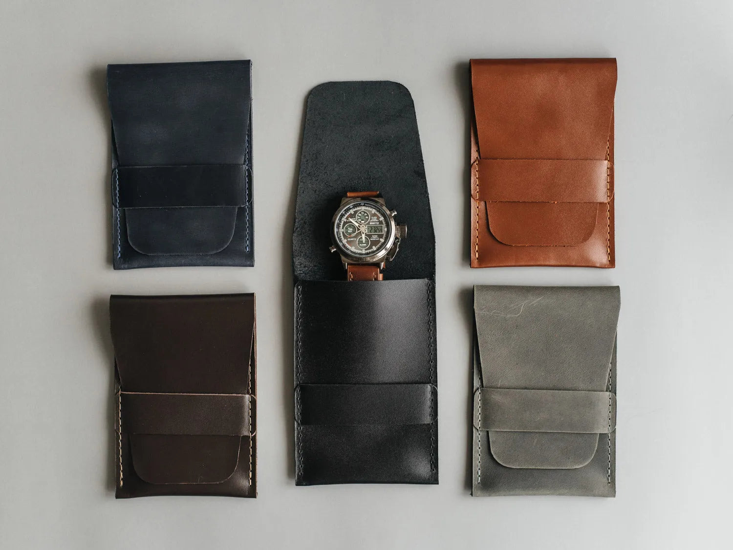 Leather Watch Travel Case – Holds 1/2/3 Watches