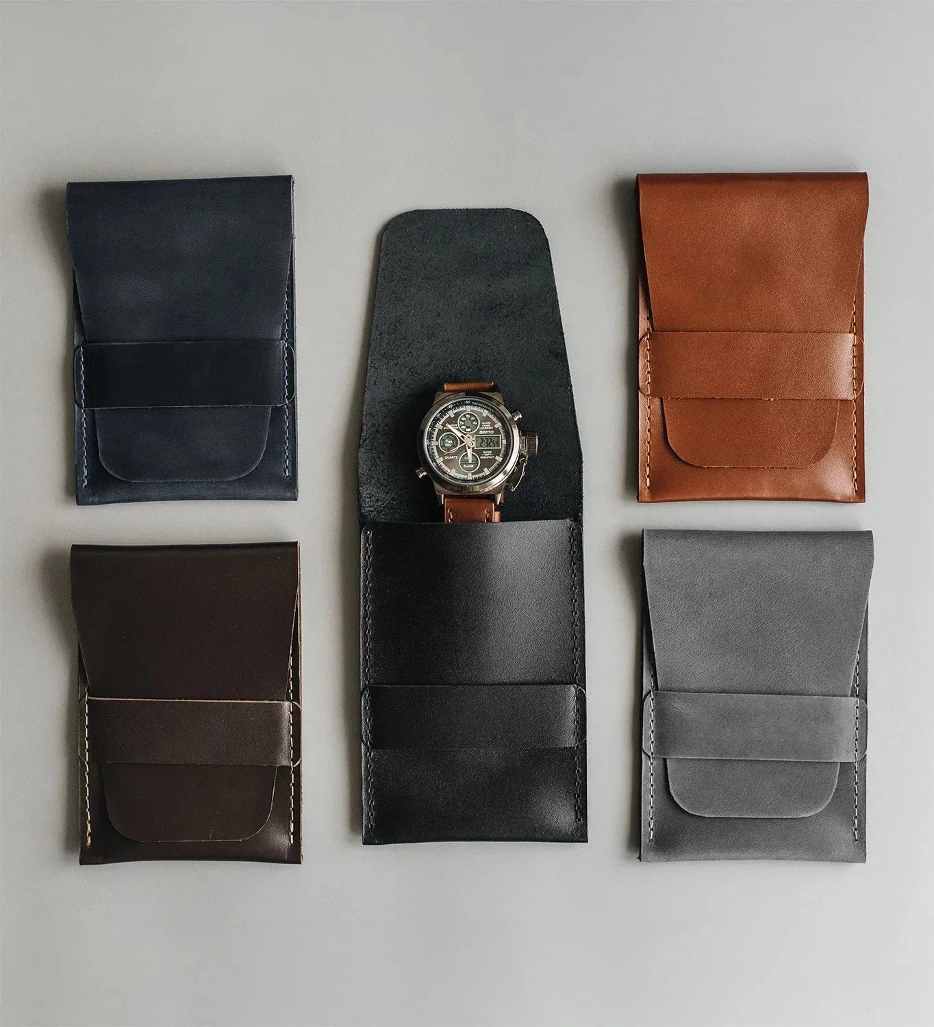 Leather Watch Travel Pouch – Distressed Finish | Sentinel