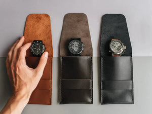Leather Watch Travel Case – Holds 1/2/3 Watches