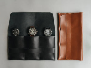 Leather Watch Travel Case – Holds 1/2/3 Watches