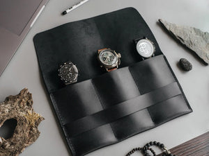 Leather Watch Travel Case – Holds 1/2/3 Watches