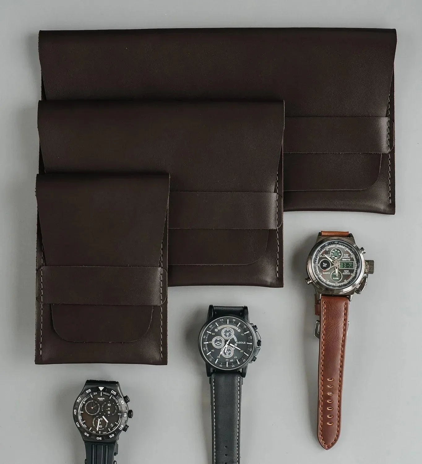 Leather Watch Travel Case – Holds 1/2/3 Watches