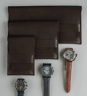 Leather Watch Travel Case – Holds 1/2/3 Watches