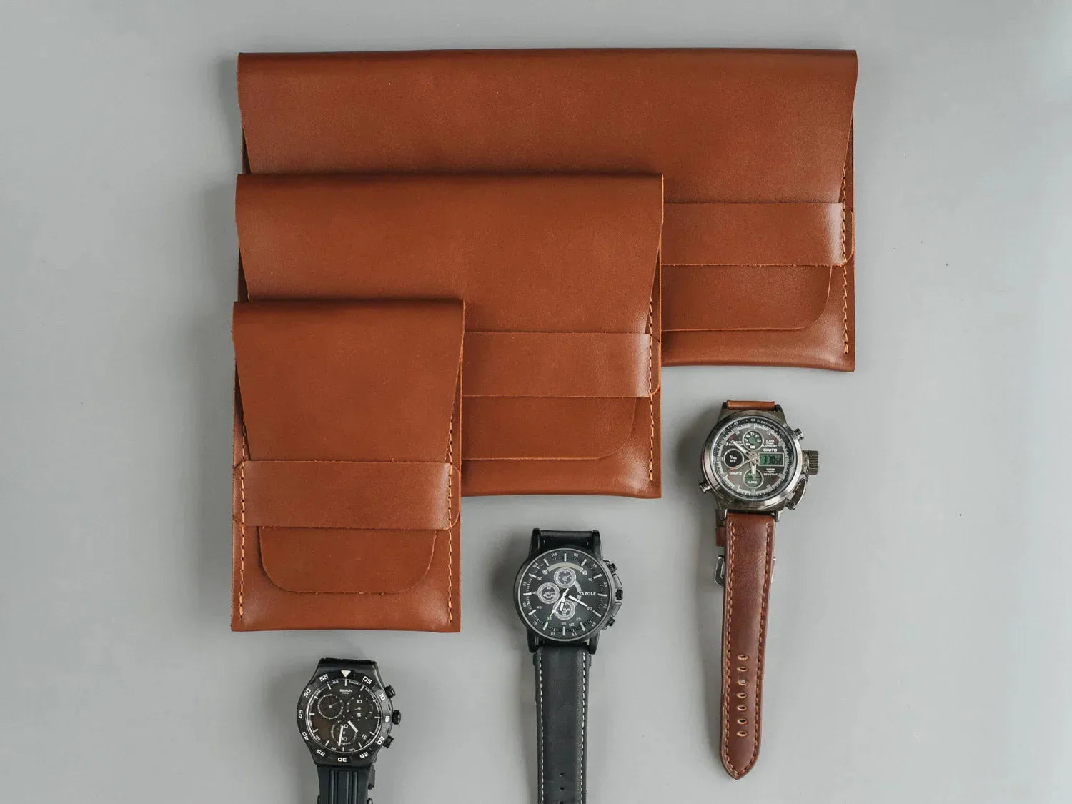 Leather Watch Travel Case – Holds 1/2/3 Watches