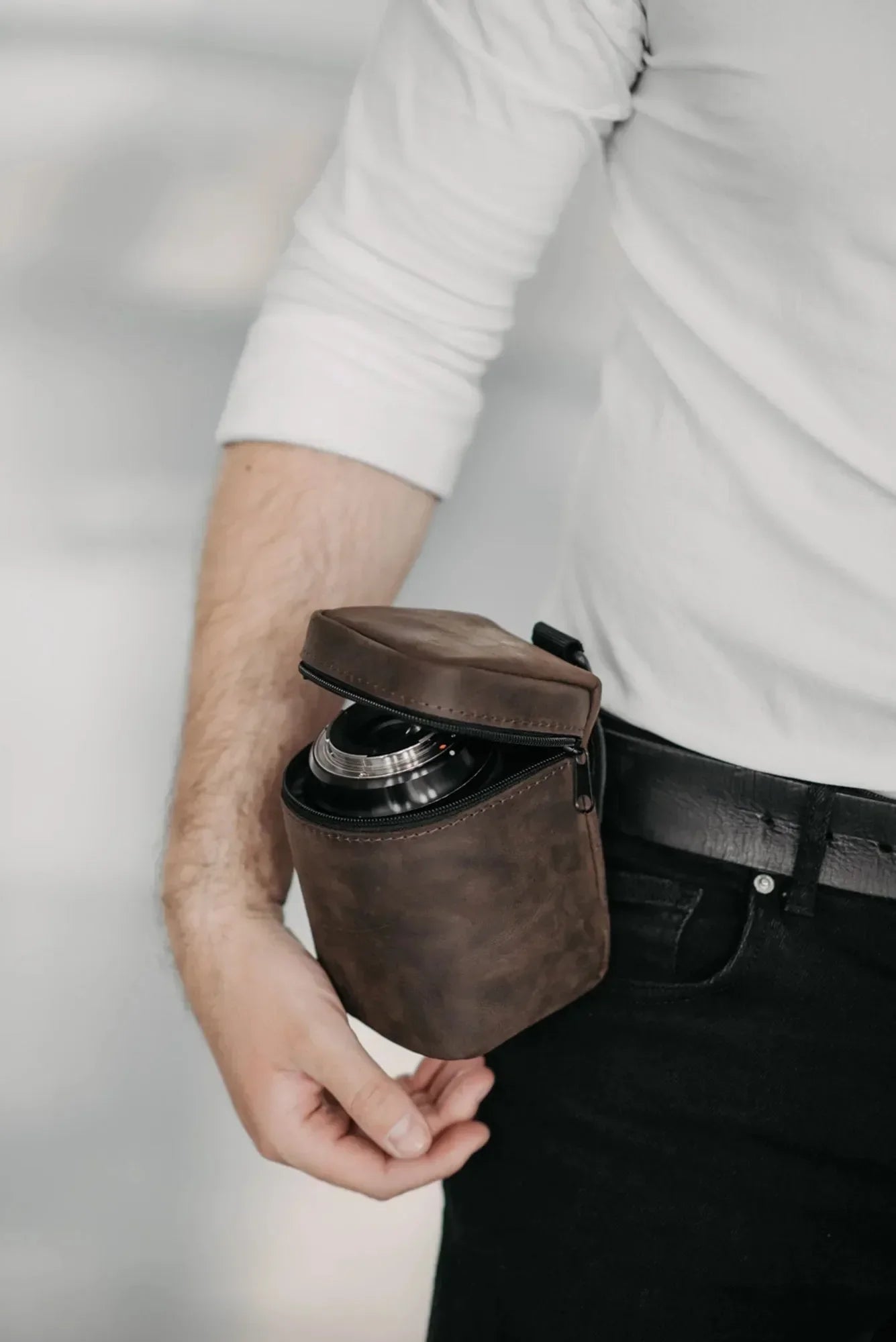 Waxed Matte Leather Camera Lens Pouch – 4 Size Options