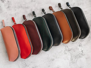 Zippered Leather Pencil Case | Smooth Black - Wenderfarer
