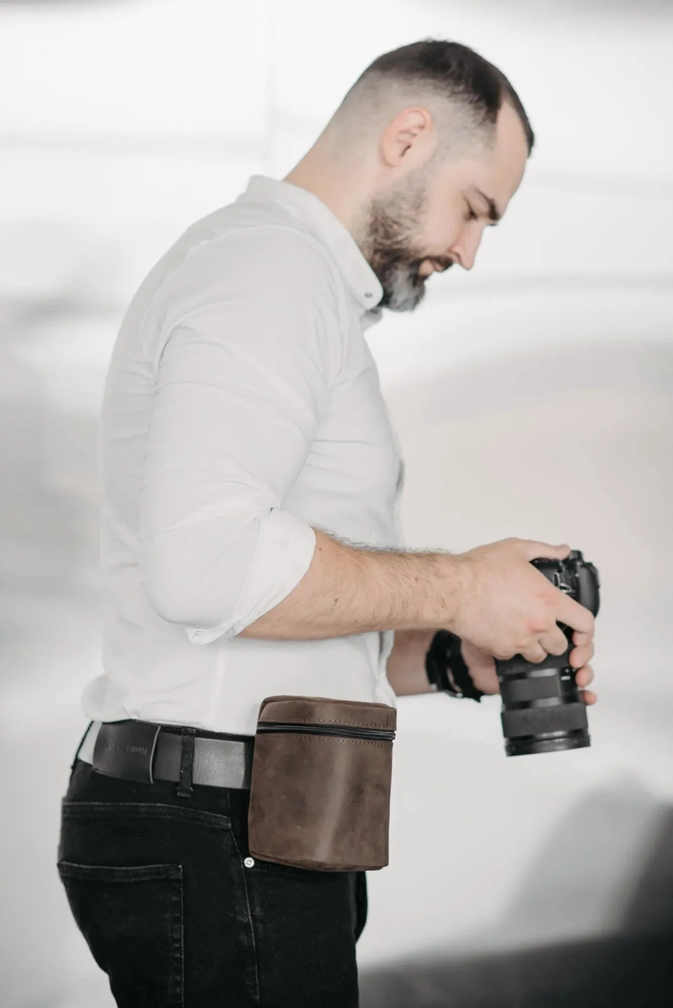 Waxed Matte Leather Camera Lens Pouch – 4 Size Options