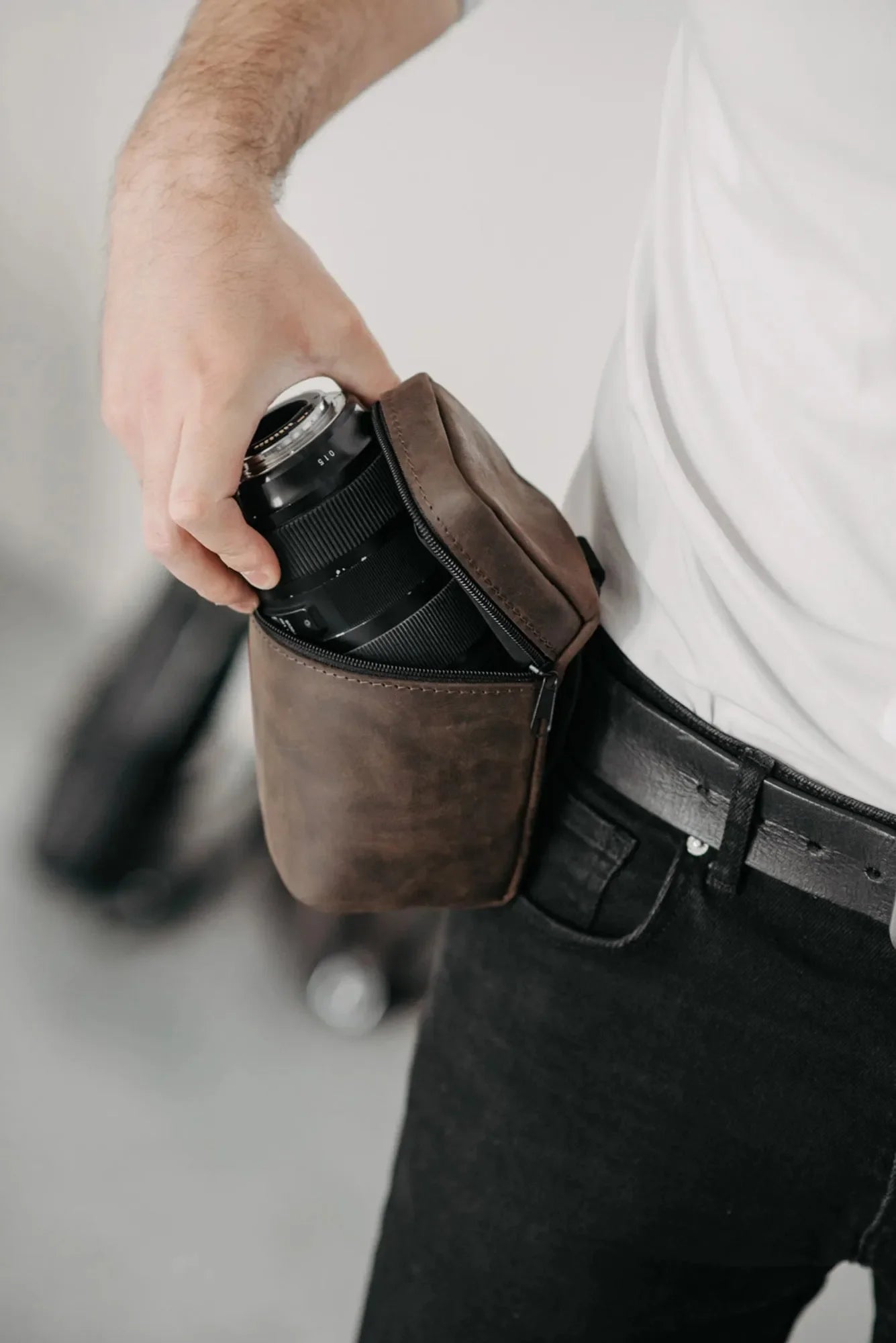 Waxed Matte Leather Camera Lens Pouch – 4 Size Options