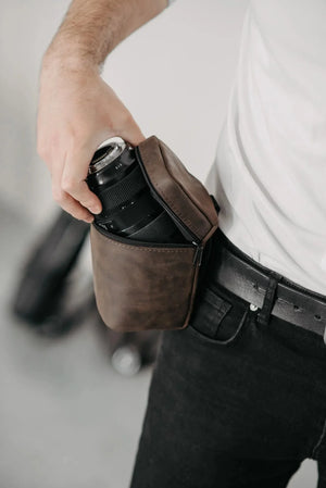 Waxed Matte Leather Camera Lens Pouch – 4 Size Options