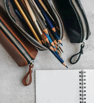 Zippered Leather Case for Pens, Pencils & Small Tools
