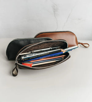 Zippered Leather Case for Pens, Pencils & Small Tools