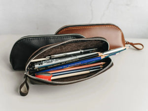 Zippered Leather Case for Pens, Pencils & Small Tools