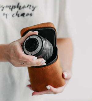 Waxed Matte Leather Camera Lens Pouch – 4 Size Options