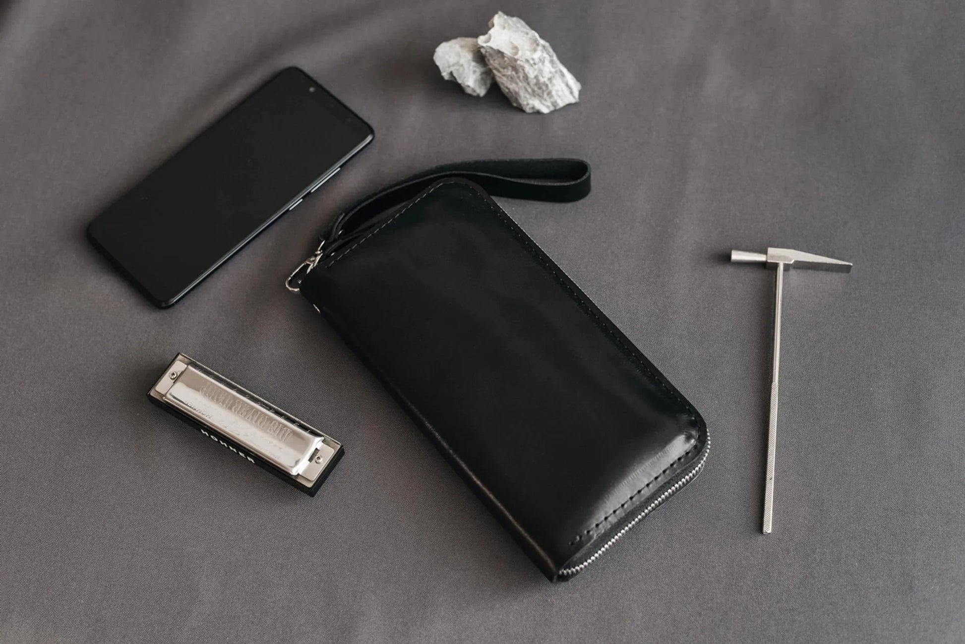 Zip Leather Clutch Wallet | Smooth Black - Wenderfarer