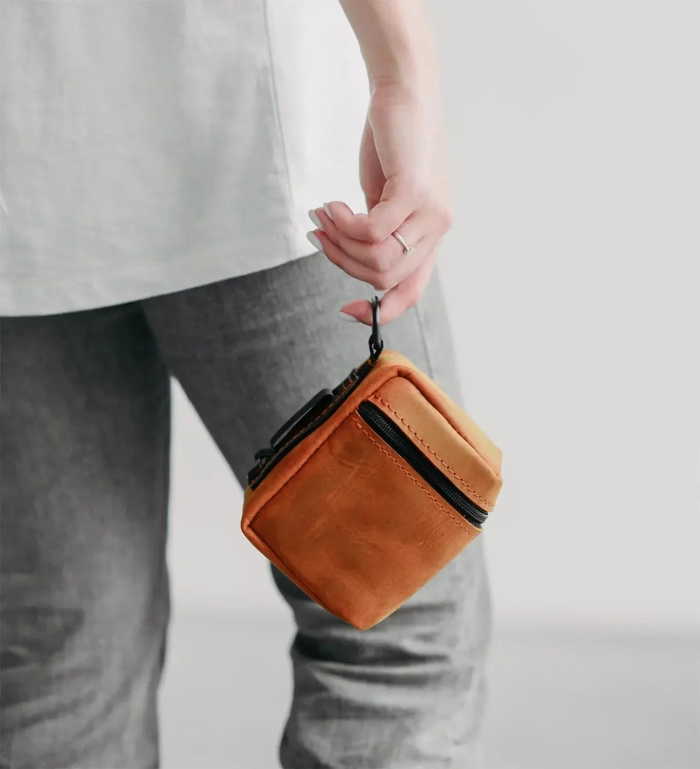Waxed Matte Leather Camera Lens Pouch – 4 Size Options